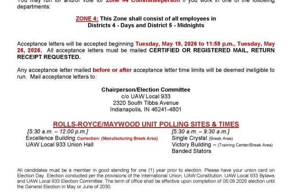 Local 933 RR Unit Election Notice